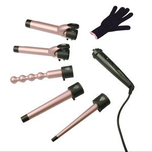 5 in 1 Advanced Titanium Curling Iron Wand Set with 5 Interchangeable Barrels